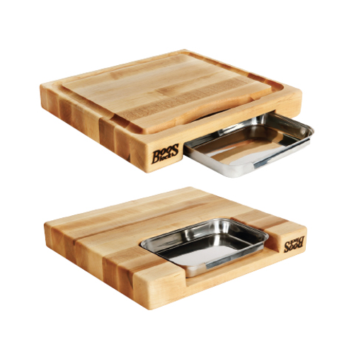 John Boos PM1514225-P 15"W x 14"D x 2-1/4" Boos Block Cream Finish with Beeswax Gift Collection Cutting Board