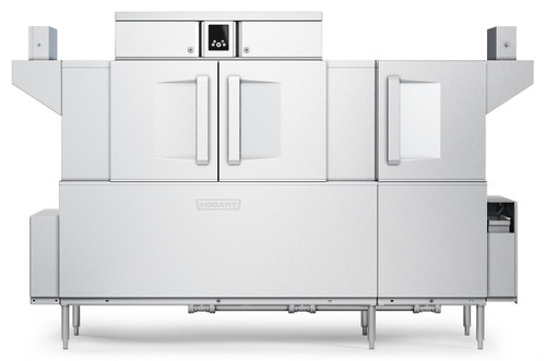 Hobart CL86-ADV+BUILDUP Low Temp Conveyor Dishwasher With Booster Heater 0.39 Gallon and Rack Stainless Steel Enclosure Panels
