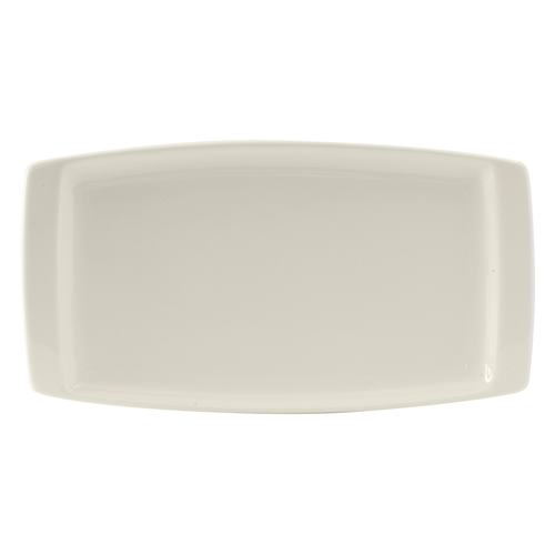 Tuxton AMU-556 13-3/4"L x 7-1/2"W x 1"H White Rectangular Plate (1 Dozen)