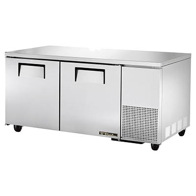 True TUC-67-HC 67.25"W Two-Section Stainless Steel Door Reach-In Deep Undercounter Refrigerator