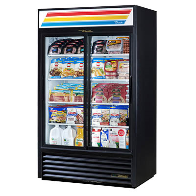 True GDM-41-HC-LD 47.13" W Two-Section Glass Door Refrigerated Merchandiser