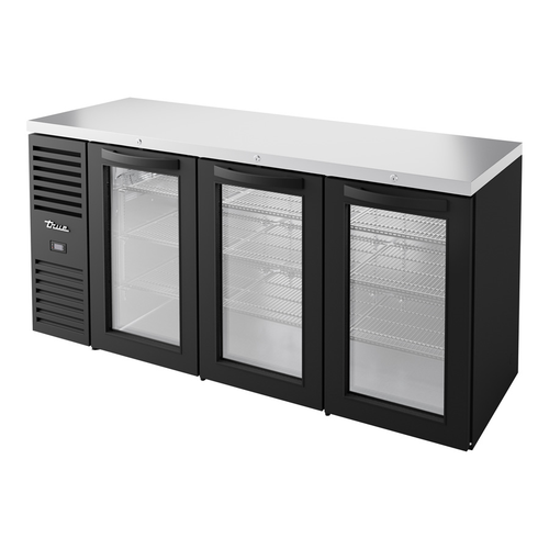 True TBR72-RISZ1-L-B-GGG-1 72"W Two-Section Glass Door Refrigerated Back Bar Cooler
