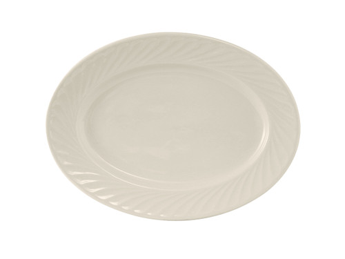 Tuxton MEH-115 11-5/8" Ceramic American White/Eggshell Oval Platter (1 Dozen)