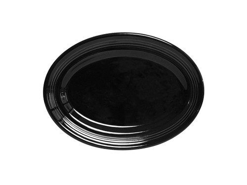 Tuxton CBH-096 Ceramic Black Oval / Oblong Platter (2 Dozen Per Case)