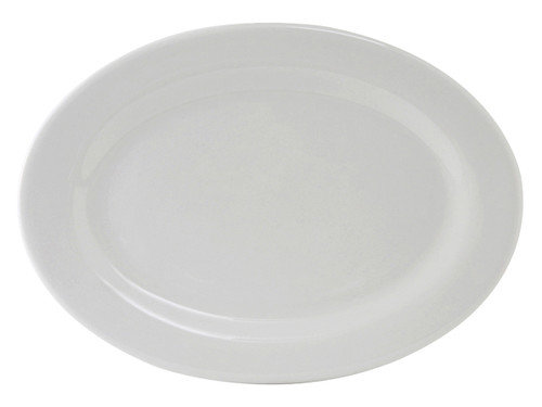 Tuxton ALH-180 Porcelain Porcelain White Oval / Oblong Platter (4 Each Per Case)