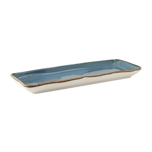 Tuxton GGE-551 Ceramic Azure Rectangular Tray (1 Dozen)