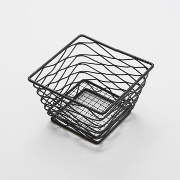 American Metalcraft BNRB64B Metal Black Square Birdnest Basket