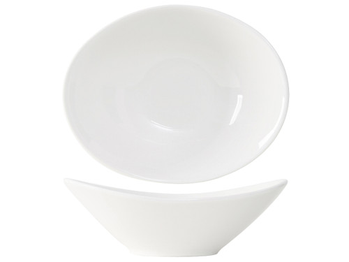 Tuxton AMU-413 8 Oz. Ceramic Pearl White Oval Capistrano Bowl (2 Dozen Per Case)