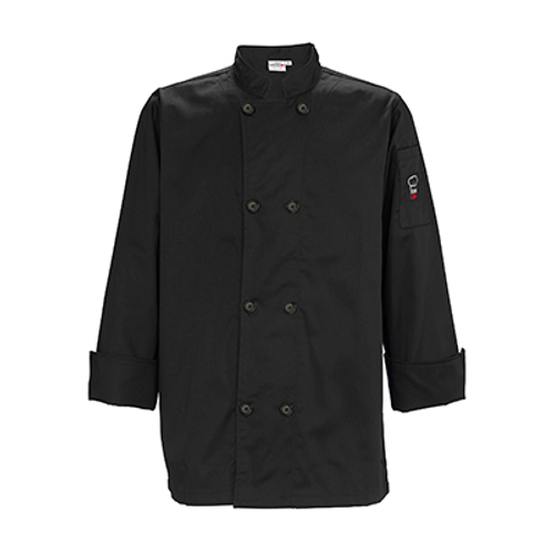 Winco UNF-6K4XL Black Mulholland X-Large Chef Jacket