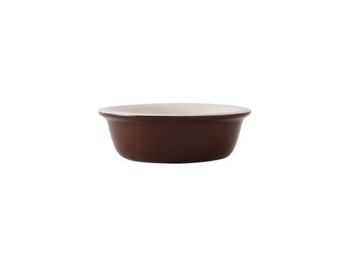 Tuxton B0B-0907 5-1/8" 9 Oz. Ceramic Mahogany/Eggshell Round Cocotte Dish (1 Dozen)