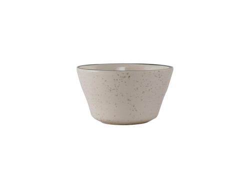 Tuxton TES-004 4" 8 Oz. Ceramic American White/Eggshell With Green Speckle Round Bouillon (3 Dozen Per Case)