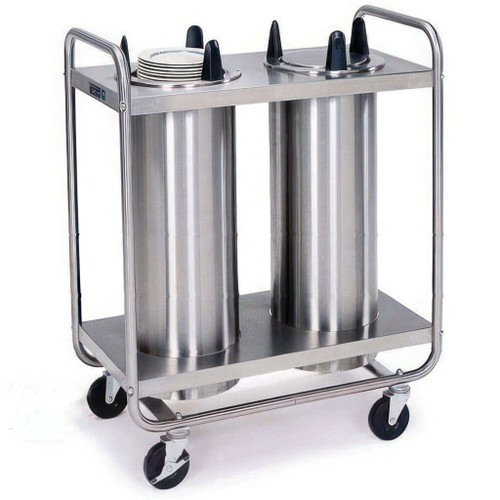 Lakeside 7206 Easy-Glide 6.5" Dia. Round Stainless Steel 2-Tube Open Mobile Dish Dispenser