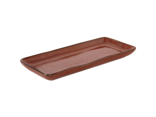 Tuxton GAR-550 Ceramic Red Rock Rectangular Tray (1 Dozen)