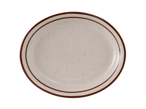 Tuxton TBS-013 Ceramic American White/Eggshell With Brown Speckle Oval Platter (1 Dozen)