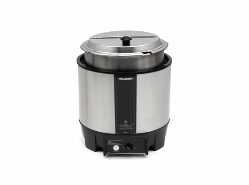 Vollrath 72018 10-9/16" Dia. x 9-5/8"H Cayenne Round Heat 'n Serve Rethermalizer / Warmer Package with Inset and Cover - 120 Volts, - 800 Watts
