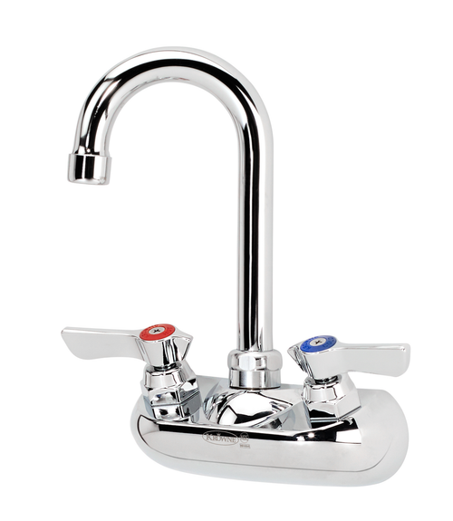 Krowne 10-400L Silver Series 4" Center Wall Mount Faucet with 3-1/2" Wide Gooseneck Spout