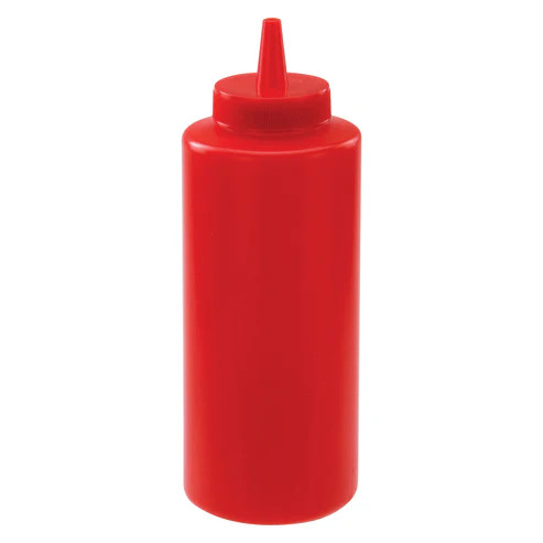 Winco PSB-12R 12 oz Red Plastic Squeeze Bottle (6 Each Per Pack)