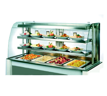 Piper Products OTH-3 Omnitop Hot Food Display Case Self-Serve 3 Heated Stainless Steel Shelves 2 Intermediate & 1 Recessed In Base Drop-In 61"L