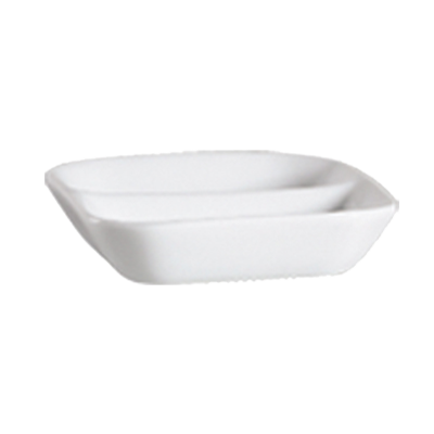 CAC China 101-SQ2 Porcelain Bone White Square Lincoln Divided Sauce Dish (4 Dozen Per Case)