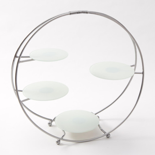 American Metalcraft SRS4 21.13" L x 6.63" W x 21.75" H Round White Steel Buffet Stand