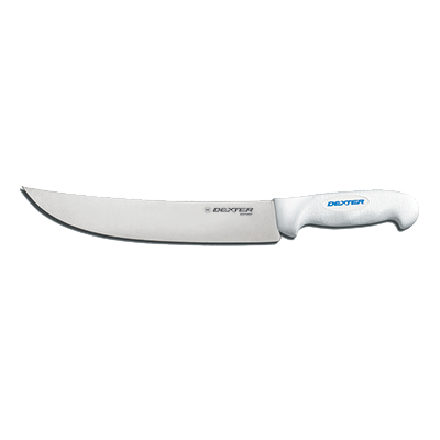 Dexter 24073 10" White SofGrip Cimeter Steak Knife with Rubber Handle