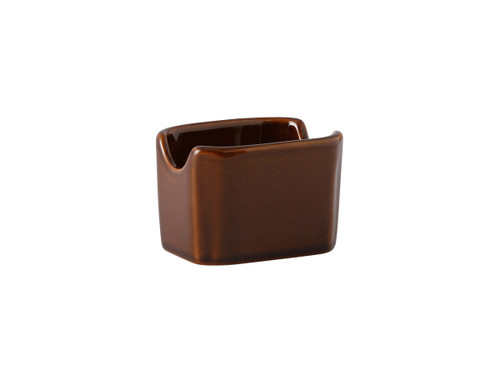 Tuxton BAQ-034 China Sugar Packet Holder / Caddy 3-1/2" x 2-7/8" x 2-3/8" Caramel - 1 Dozen Per Case (1 Dozen)