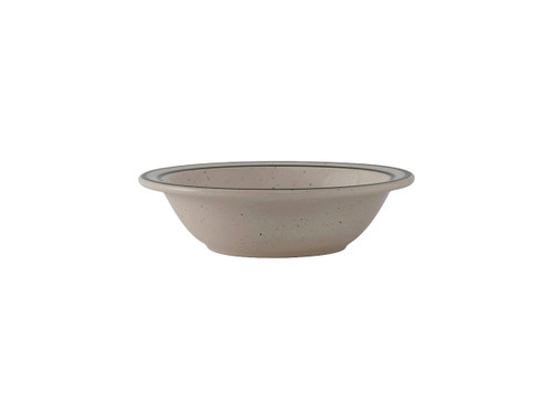 Tuxton TES-010 6-5/8" 11 Oz. Ceramic American White/Eggshell With Green Speckle Round Grapefruit (3 Dozen Per Case)