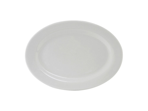 Tuxton ALH-100 Porcelain Porcelain White Oval / Oblong Platter (2 Dozen Per Case)