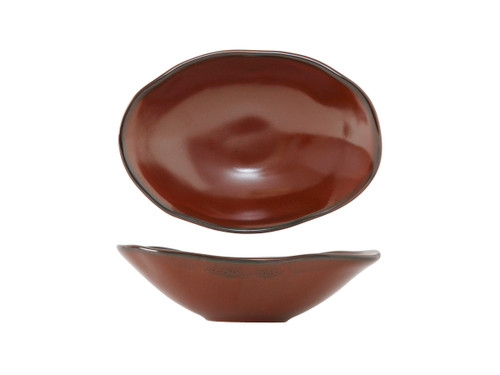 Tuxton GAR-402 11-1/2 Oz. Ceramic Red Rock Oblong Capistrano Bowl (1 Dozen)