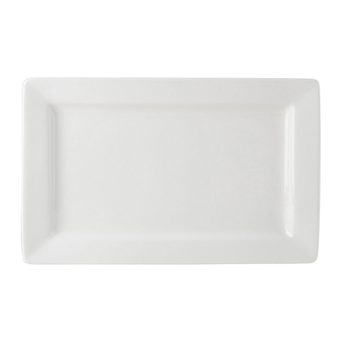 Tuxton ABU-551 Ceramic Pearl White Rectangular Plate (1 Dozen)