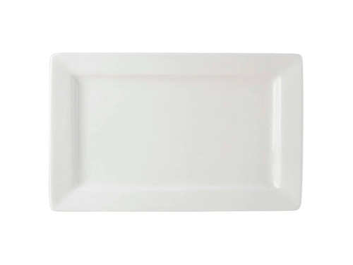 Tuxton ABU-551 Ceramic Pearl White Rectangular Plate (1 Dozen)