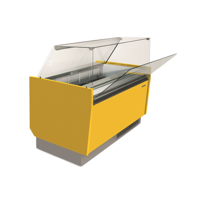 Infrico USA IDC-VBZ12U 51.56" W Stainless Steel Slanted Glass Display Case-Ice Cream 10 Cu. Ft. - 115 Volts