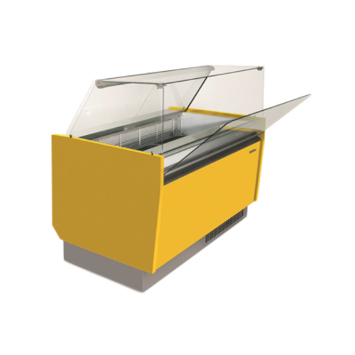 Infrico USA IDC-VBZ12U 51.56" W Stainless Steel Slanted Glass Display Case-Ice Cream 10 Cu. Ft. - 115 Volts