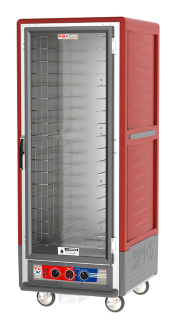 Metro C539-MFC-4 C5 3 Series Red Full-Size Insulated Moisture Heated Holding & Proofing Cabinet with Clear Door and Fixed Wire Slides - 120V
