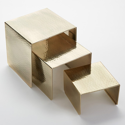 American Metalcraft RHG1 8" Sq. x 8" H Square Gold Stainless Steel Riser Set