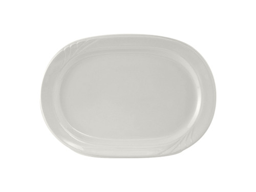 Tuxton YPH-102 Porcelain Porcelain White Oval RacetRack Platter (2 Dozen Per Case)