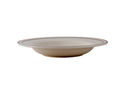 Tuxton TBS-110 11" 15 Oz. Ceramic American White/Eggshell With Brown Speckle Round Pasta Bowl (1 Dozen)