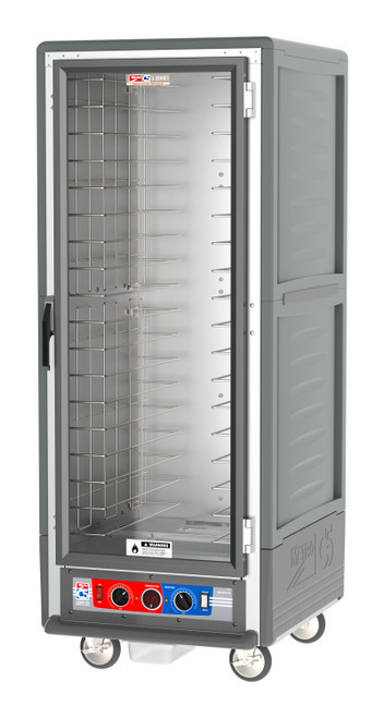 Metro C539-CLFC-4-GY C5 3 Series Gray Full-Size Insulated Low Wattage Heated Holding & Proofing Cabinet with Clear Door and Fixed Wire Slides - 120V