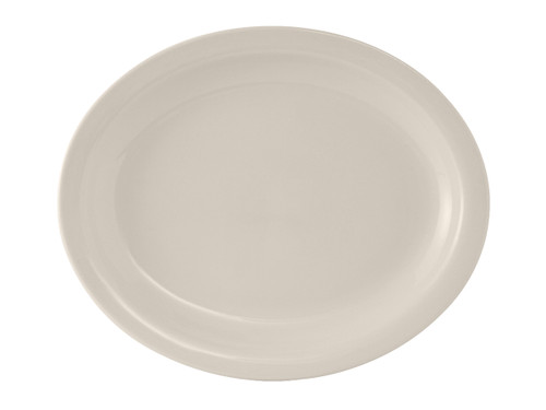 Tuxton TNR-019 Ceramic American White/Eggshell Oval / Oblong Platter (1 Dozen)