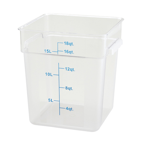 Winco PTSC-18 18 Qt. Translucent Square Polypropylene Storage Container