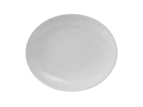 Tuxton VPH-094 Porcelain Porcelain White Oval / Oblong Platter (2 Dozen Per Case)