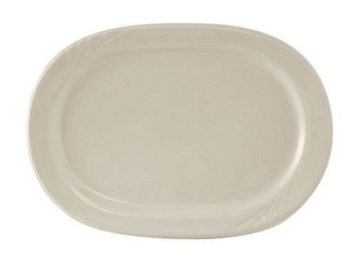 Tuxton YEH-137 Ceramic American White/Eggshell Oblong RacetRack Platter (1 Dozen)