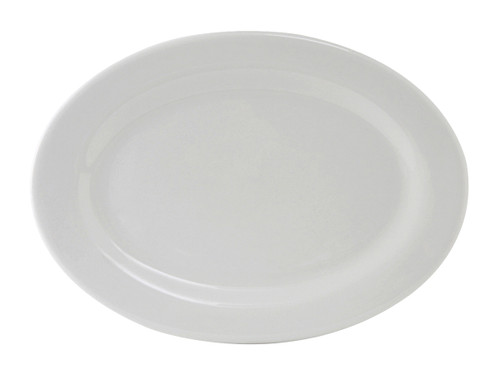 Tuxton ALH-160 Porcelain Porcelain White Oval Platter (6 Each Per Case)