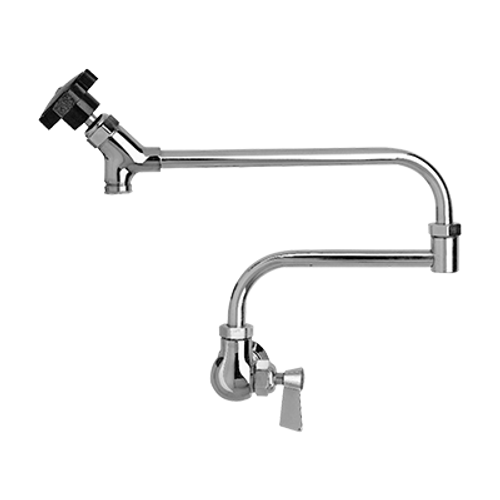 Fisher 54836 Single Hole 12" Control Swing Spout & 12" Double-Jointed Assembly 1/2" NPT Male Inlet Stainless Steel Backsplash Mount Faucet
