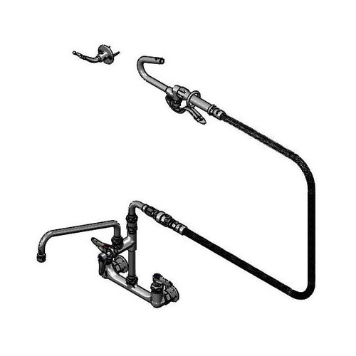 T&S Brass B-0175-A12CR-PF Double Pantry Faucet double hole base deck mount mixing faucet with 8"