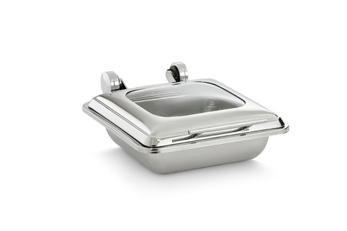 Vollrath 4644020 Mirage 5.6 Qt. 2/3 Size Square Induction Chafer With Glass Top And 2/3 Size 2.5" Stainless Steel Food Pan