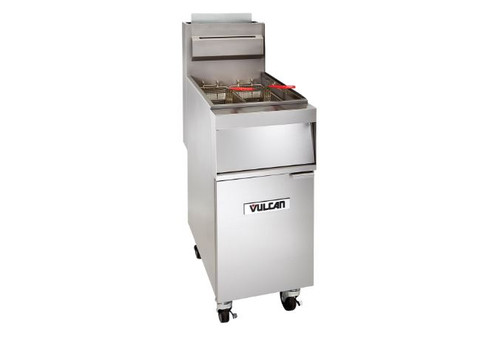 Vulcan 1GR65M-NG 65 Lbs. Stainless Steel Natural Gas Free-Standing Fryer - 150,000 BTU