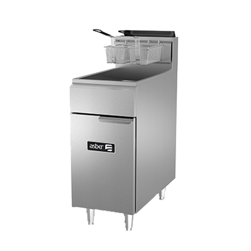 Asber AEF-50-S-NG 50 Lbs. Stainless Steel Natural Gas Fryer - 114,000 BTU