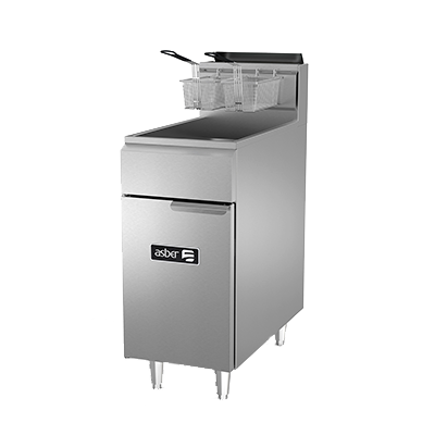 Asber AEF-50-S-NG 50 Lbs. Stainless Steel Natural Gas Fryer - 114,000 BTU