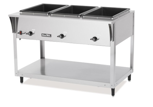 Vollrath 38218 4 Pan Electric ServeWell SL-Hot Food Table Open Shelf Base - 208-240 Volts